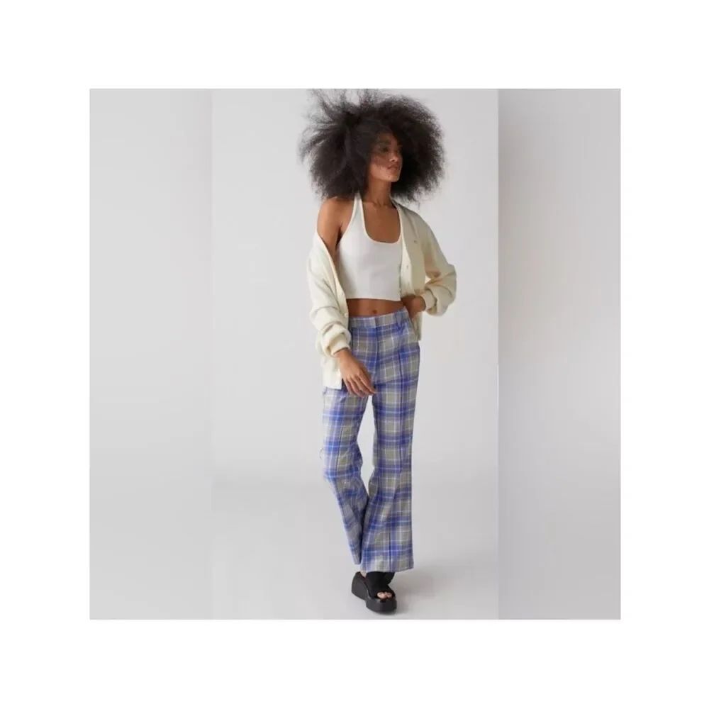 Urban Outfitters Isabella Printed Plaid Flare Pants Size 4